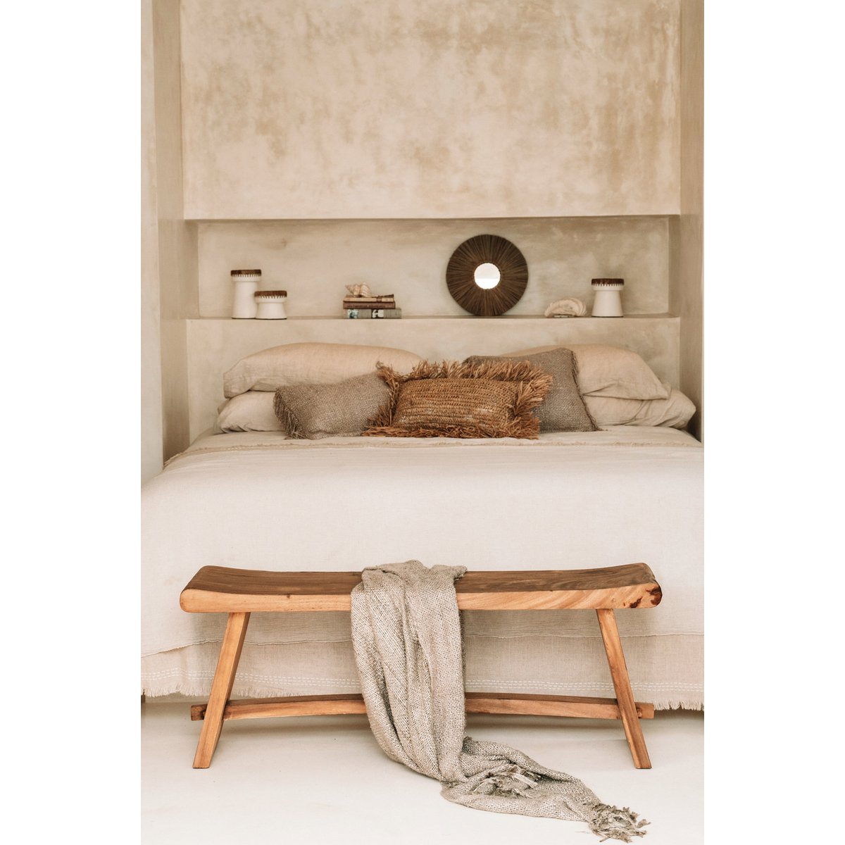 Suar Wood Bench - Natural Sustainable Bench - 120cm