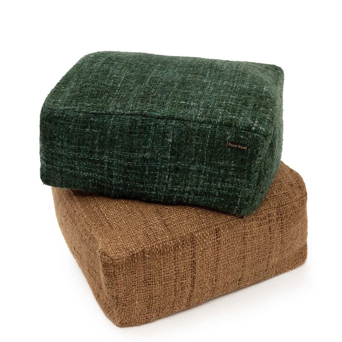 Cotton Pouffe Handmade Forest Green Versatile Seating Ottoman