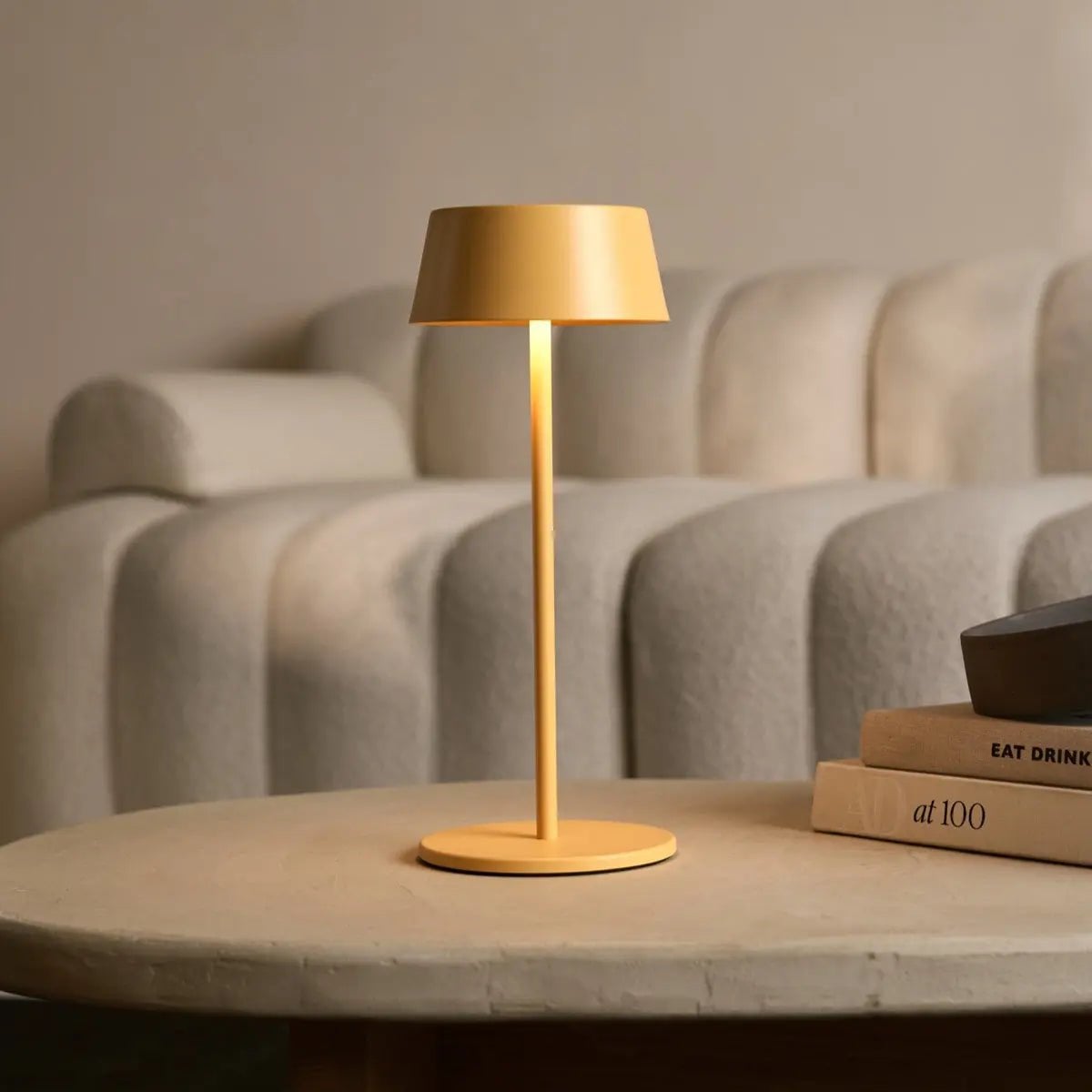 Amber Yellow Table Lamp – Cordless Dimmable LED Light