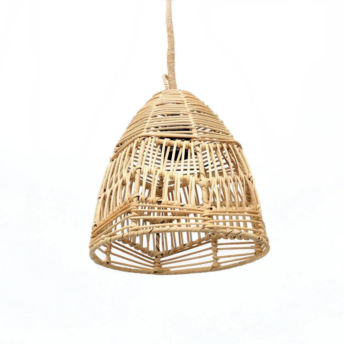 Rattan Pendant Light - Small Natural Woven Lamp for Boho Decor