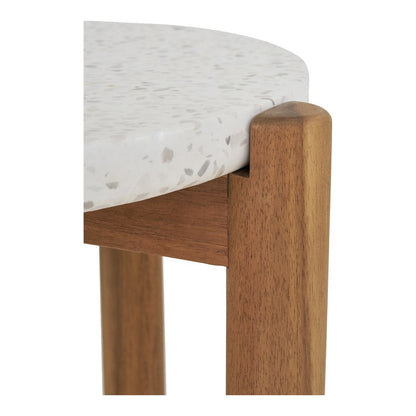 Terracina Side Table - Natural/White, Acacia/Terrazzo, ø37x46 cm