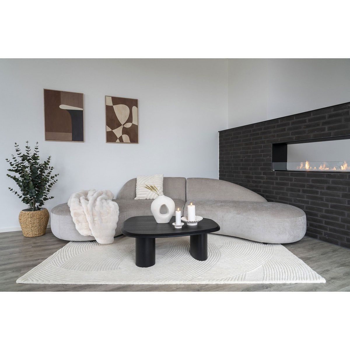 Ceramic Vase - White Sculptural Nordic Vase, 27.8 cm