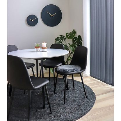 PU Leather Dining Chairs - Black Metal Leg Set of 2
