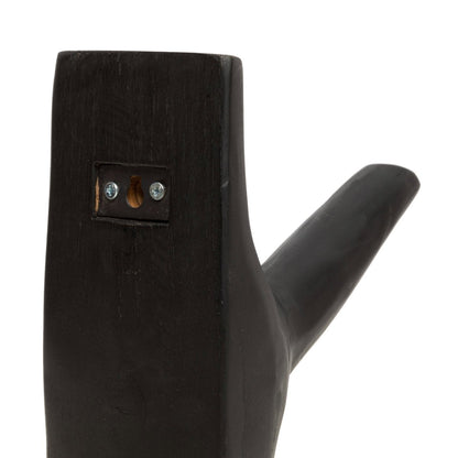 Teak Wall Hook - Black Coastal Style Clothing Hanger