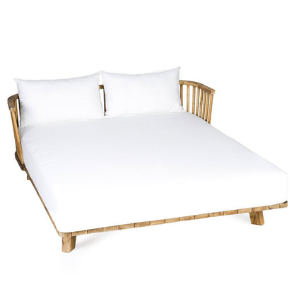 Teak Daybed - Double Outdoor Bed with Water-Repellent Cushions - White