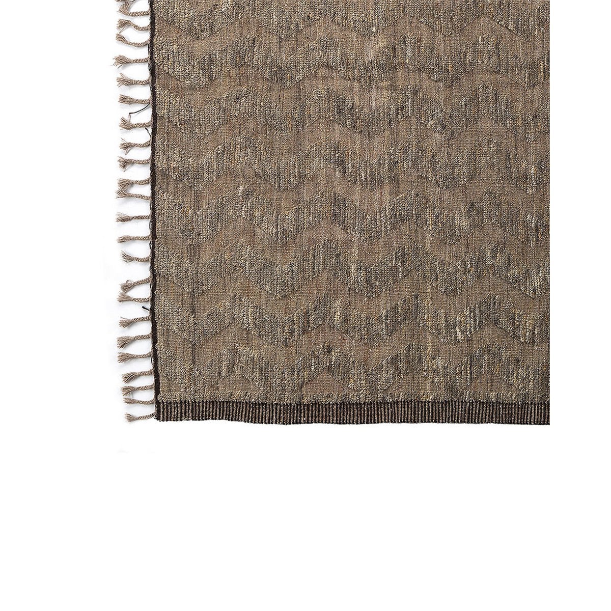Handwoven Wool Afghan Rug – Earthy Tones, Subtle Zigzag, 362 x 262 cm