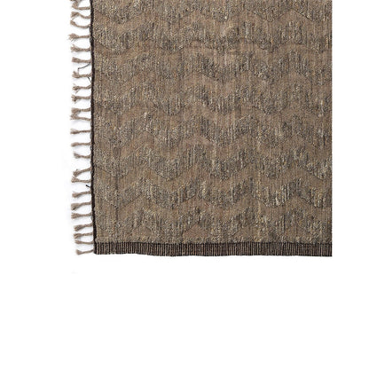 Handwoven Wool Afghan Rug – Earthy Tones, Subtle Zigzag, 362 x 262 cm