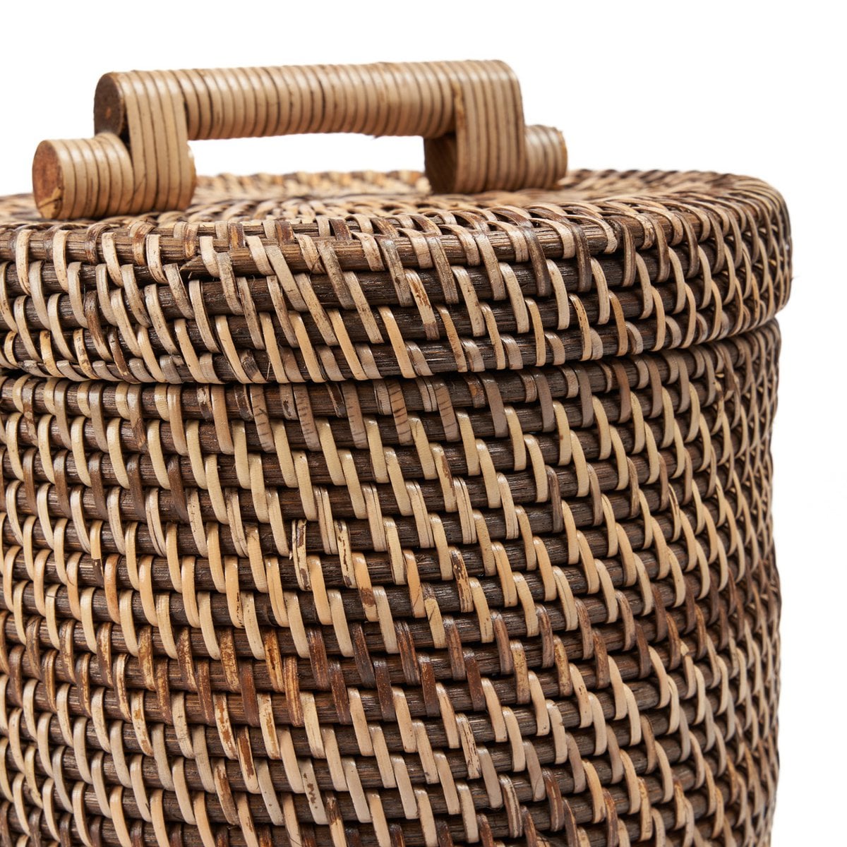 Rattan Storage Basket – Natural Brown Lidded Bin