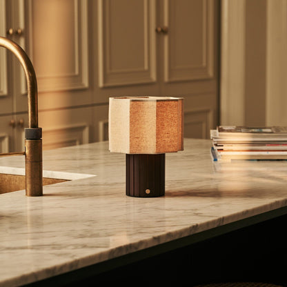 Channa Dark Brown Rechargeable Table Lamp | Linen Blend, Stylish & Functional