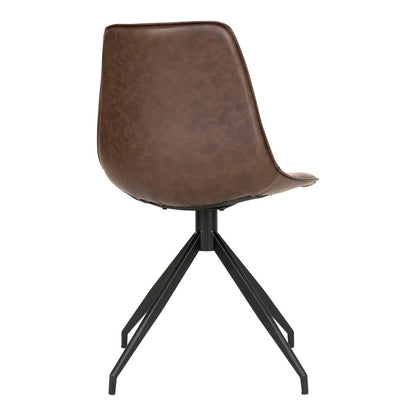 Monaco Dining Chair - Dark Brown, PU/Steel, 56x48x86 cm - Set of 2
