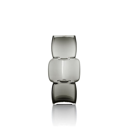 Recycled Glass Vase - Dark Grey Cubes Design - Medium