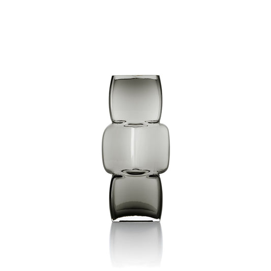Recycled Glass Vase - Dark Grey Cubes Design - Medium
