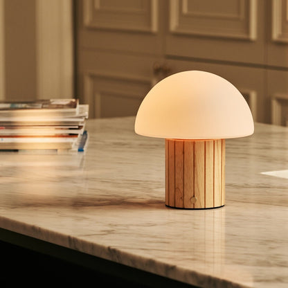 Siebe Light Brown Rechargeable Table Lamp | Dimmable, Modular Lampshade & 3 Light Colors