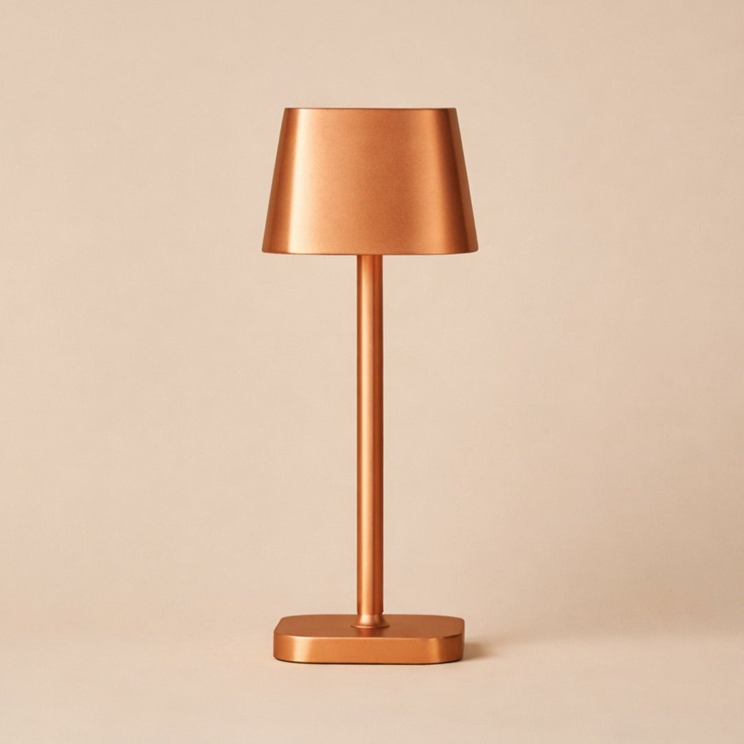Copper Rechargeable Table Lamp - Cordless, Dimmable, Stylish
