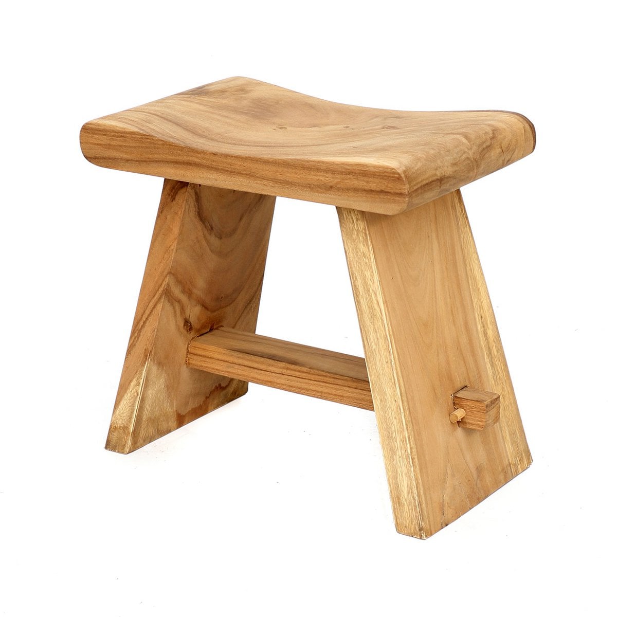Solid Suar Wood Stool – Natural Finish, 50cm