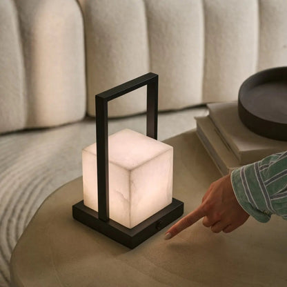Nola Rechargeable Table Lamp Made of Alabaster l Three Light Modes & Rechargeable