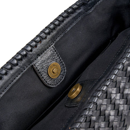 Leather Shopper Bag - Black Everyday Tote for Work & Weekend