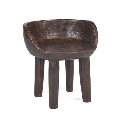 Dark Walnut Wood Low Chair - Modern Accent Seating
