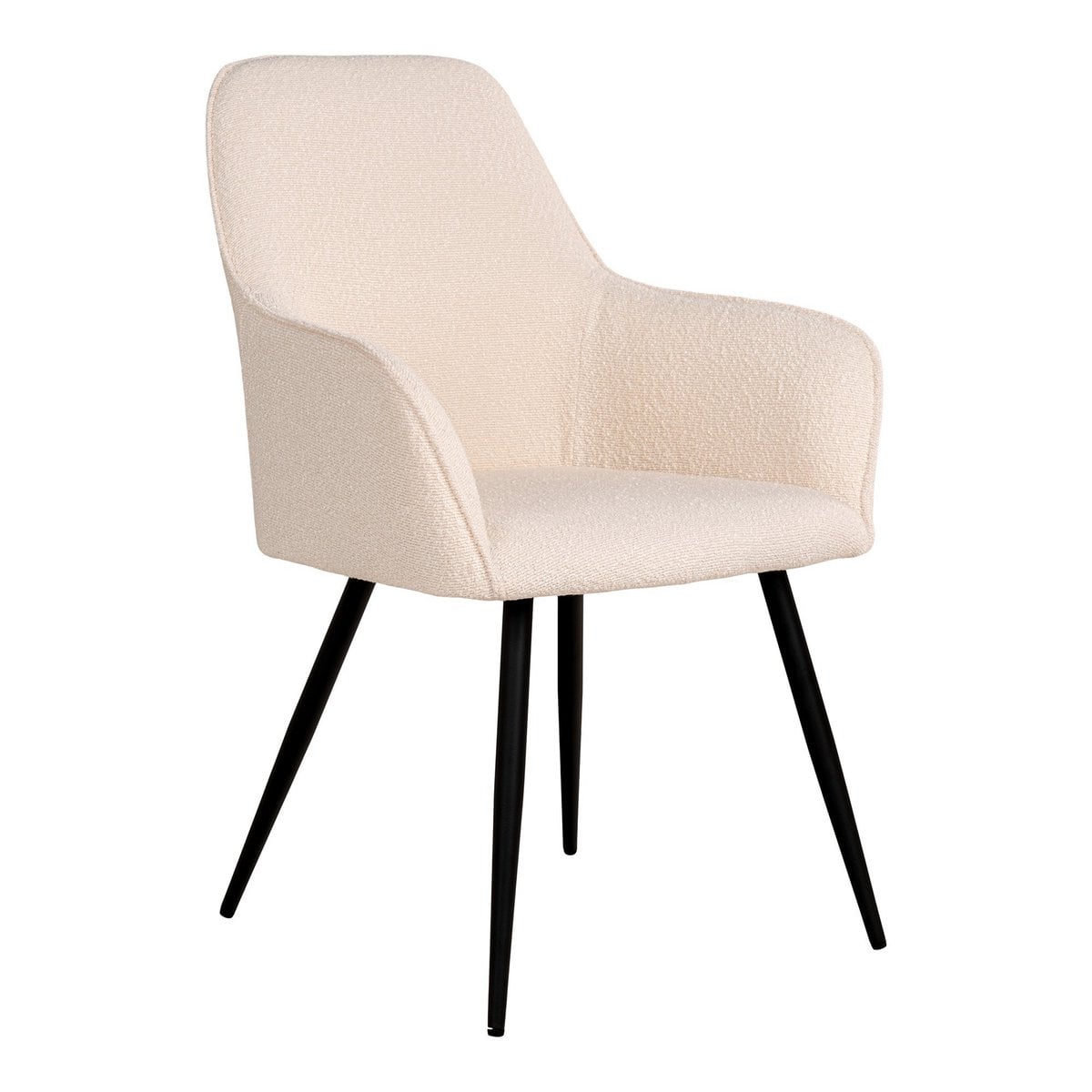 Harbo Dining Chair - Blanc Bouclé, Pieds Noirs - Ensemble de 2