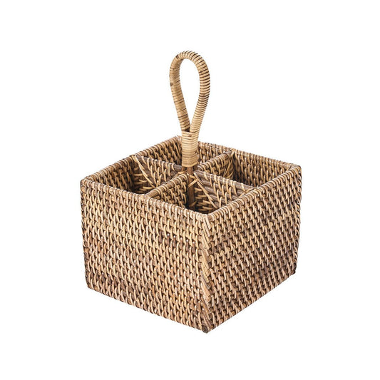 Θήκη για Μαχαιροπίρουνα από Rattan - Φυσικό Καφέ Υφαντό Δοχείο για Εργαλεία