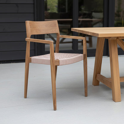 Chaise de jardin Freya avec repose-bras naturel - Teakhout foncé
