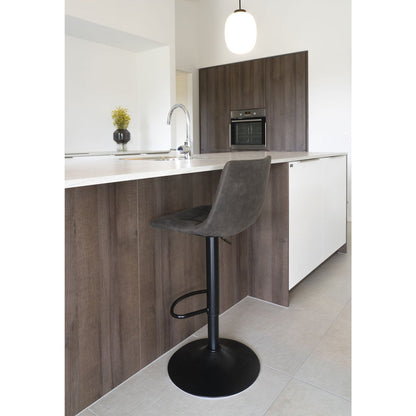 Middelfart Bar Chair - Dark Grey, Microfiber, Black Metal Legs, 43x43x88/108cm - set of 2