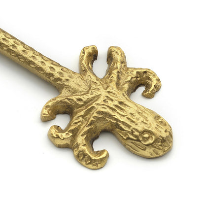 Brass Dessert Spoon - Gold Octopus Design - Small Size
