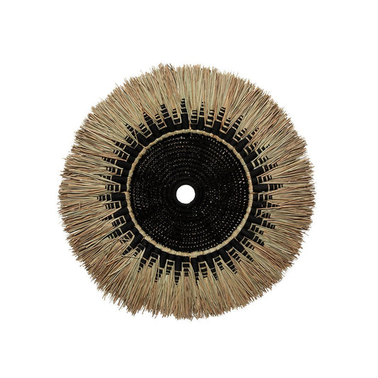 Raffia Macramé Wall Hanging - Black and Natural Wall Decor