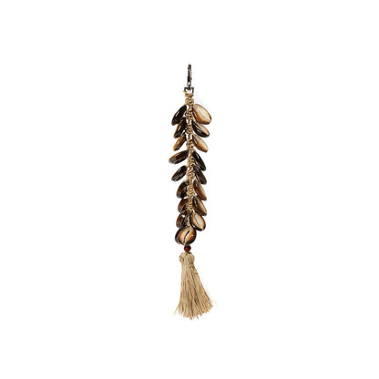 Raffia Keychain Fishbone - Natural Black Coastal Style