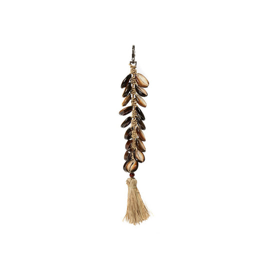 Raffia Keychain Fishbone - Natural Black Coastal Style