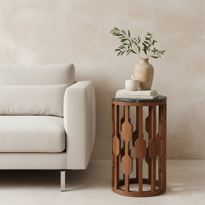 Lampung side table marble black - 40x40x50 cm