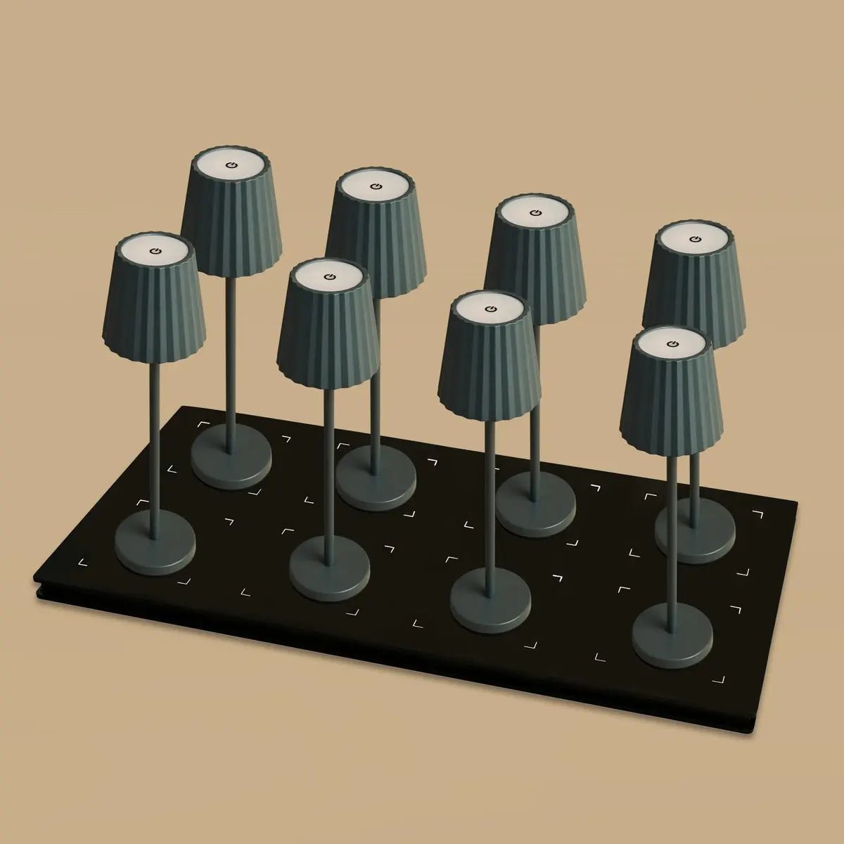 Combi Set Professional | 8 x May Stone Grey Rechargeable Table Lamps & 1 x Central Station Charging Station
