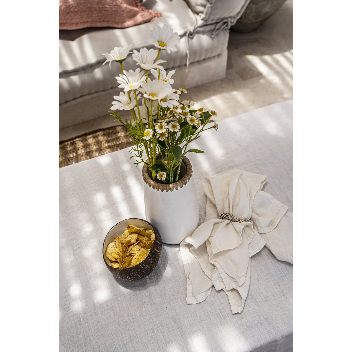 Linen Napkin - Soft White Handcrafted Cloth for Dining, 45x45 cm