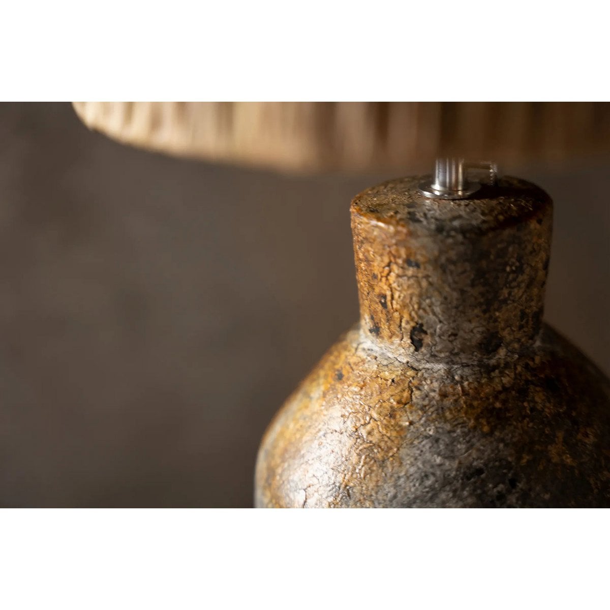 Terracotta Table Lamp - Antique Grey Natural Patterned Base