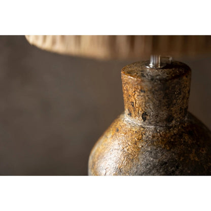 Terracotta Table Lamp - Antique Grey Natural Patterned Base