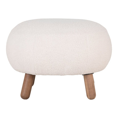 Savona Footrest - White, Polyester/Rubberwood/Pine, 60x50x37 cm