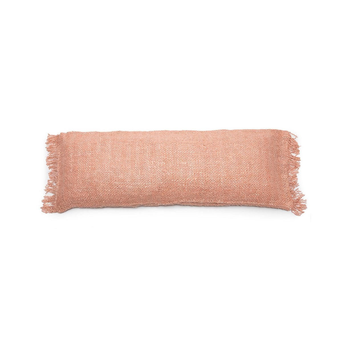 Cotton Cushion Cover - Salmon Pink Boho Pillow, 35x100 cm