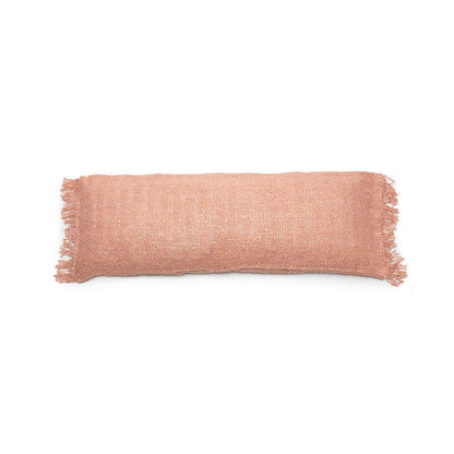 Cotton Cushion Cover - Salmon Pink Boho Pillow, 35x100 cm