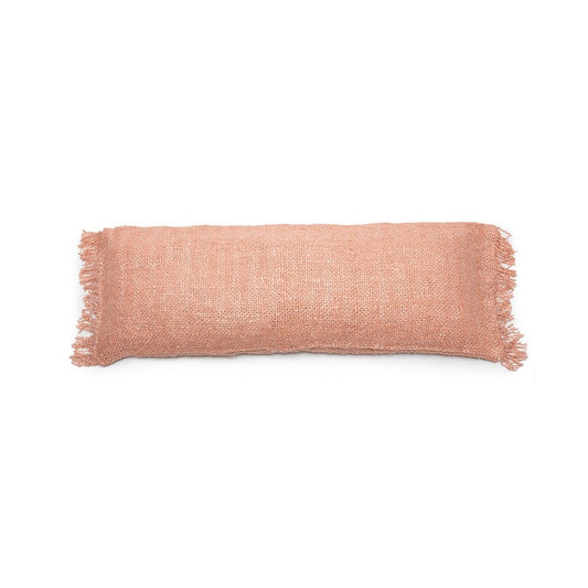 Cotton Cushion Cover - Salmon Pink Boho Pillow, 35x100 cm