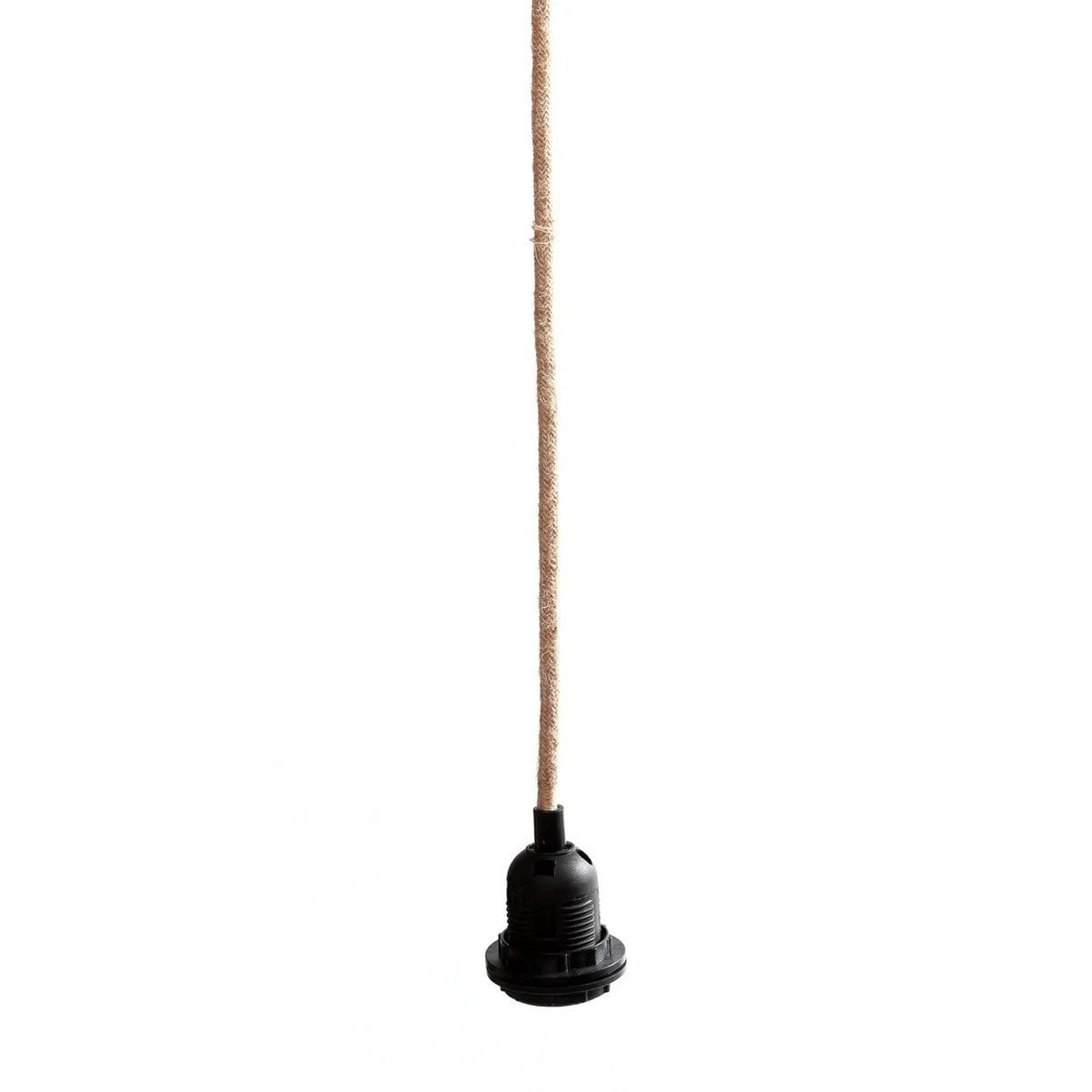 Black Ceiling Light Fitting - Natural Cotton Cord & Adjustable Drop