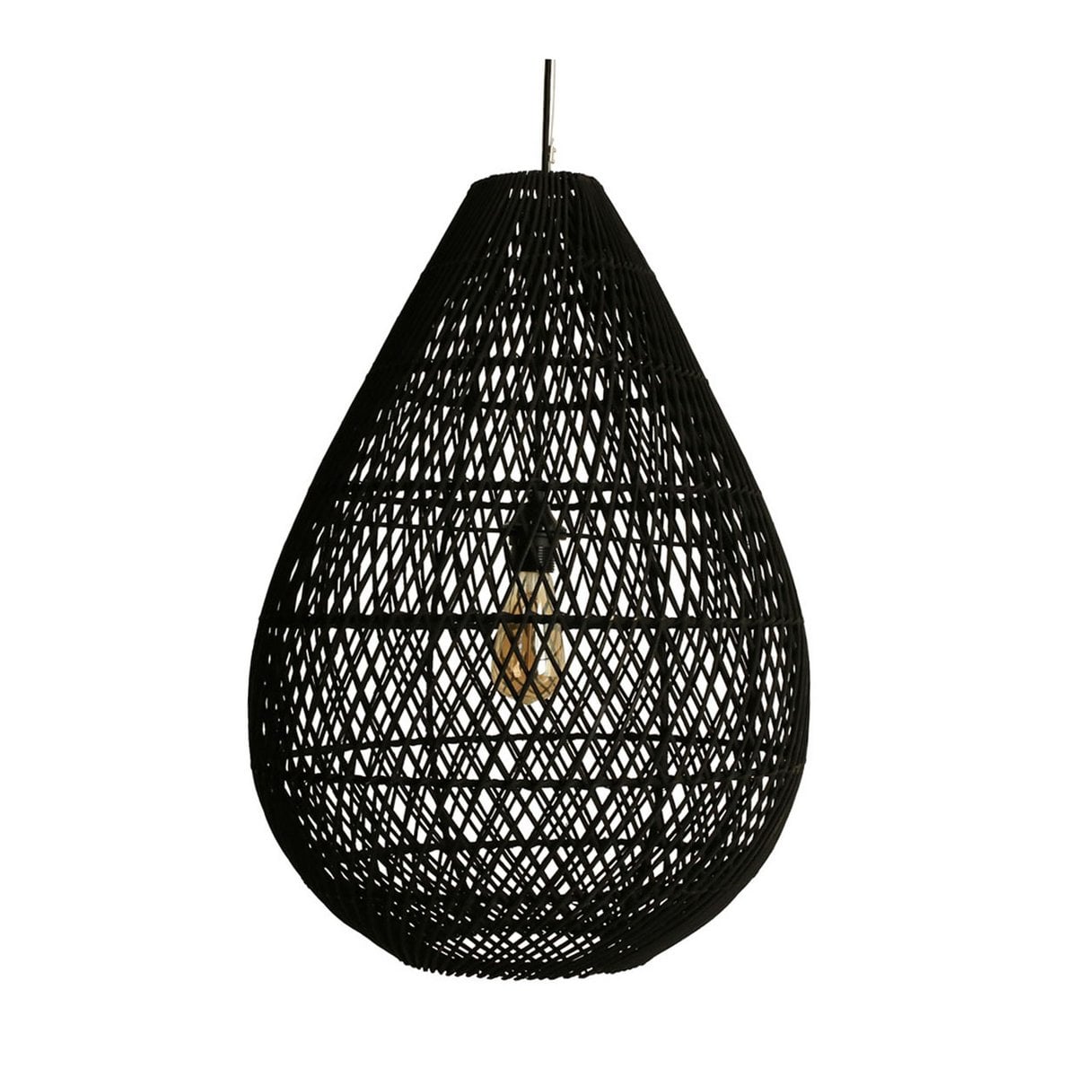 Rattan Pendant Light - Black Drop Hanging Lamp
