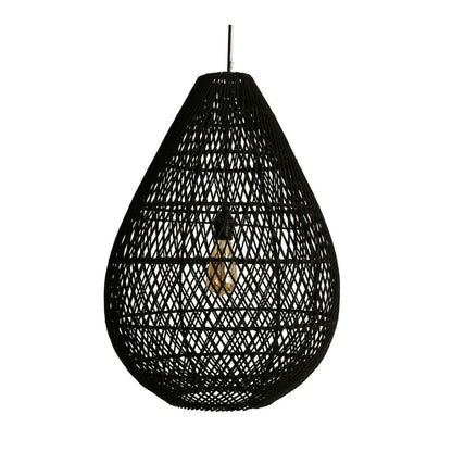 Rattan Pendant Light - Black Drop Hanging Lamp
