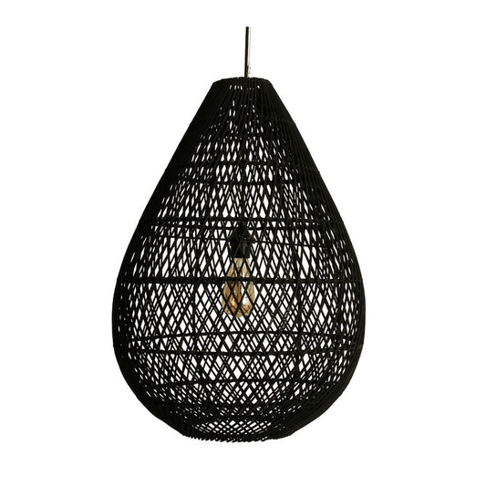 Rattan Pendant Light - Black Drop Hanging Lamp