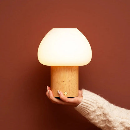 Fynn Light Brown Wooden Lamp | Rechargeable, Dimmable & Stylish