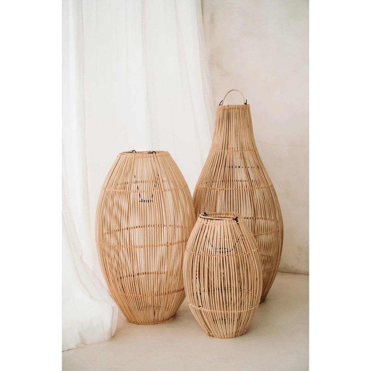 Rattan Pendant Light - Natural Bell Shape Small - Zuri