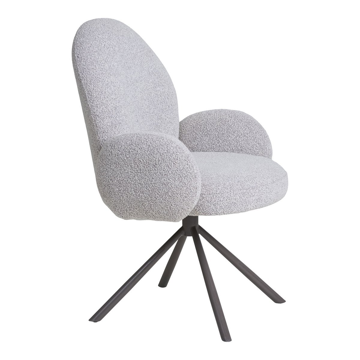 Bouclé Dining Chair - Sand Swivel Chair with Steel Legs, 69cm