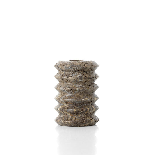 Travertine Taper Candle Holder – Ripple Texture, Grey Stone, Small