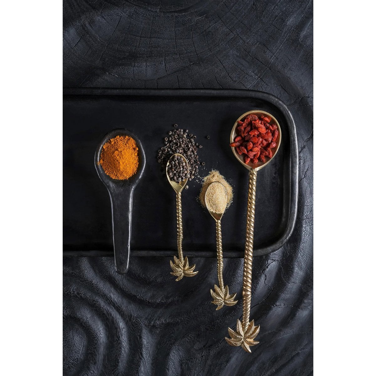 Brass Salad Spoon - Gold Palm Tree Design, Elegant Serveware