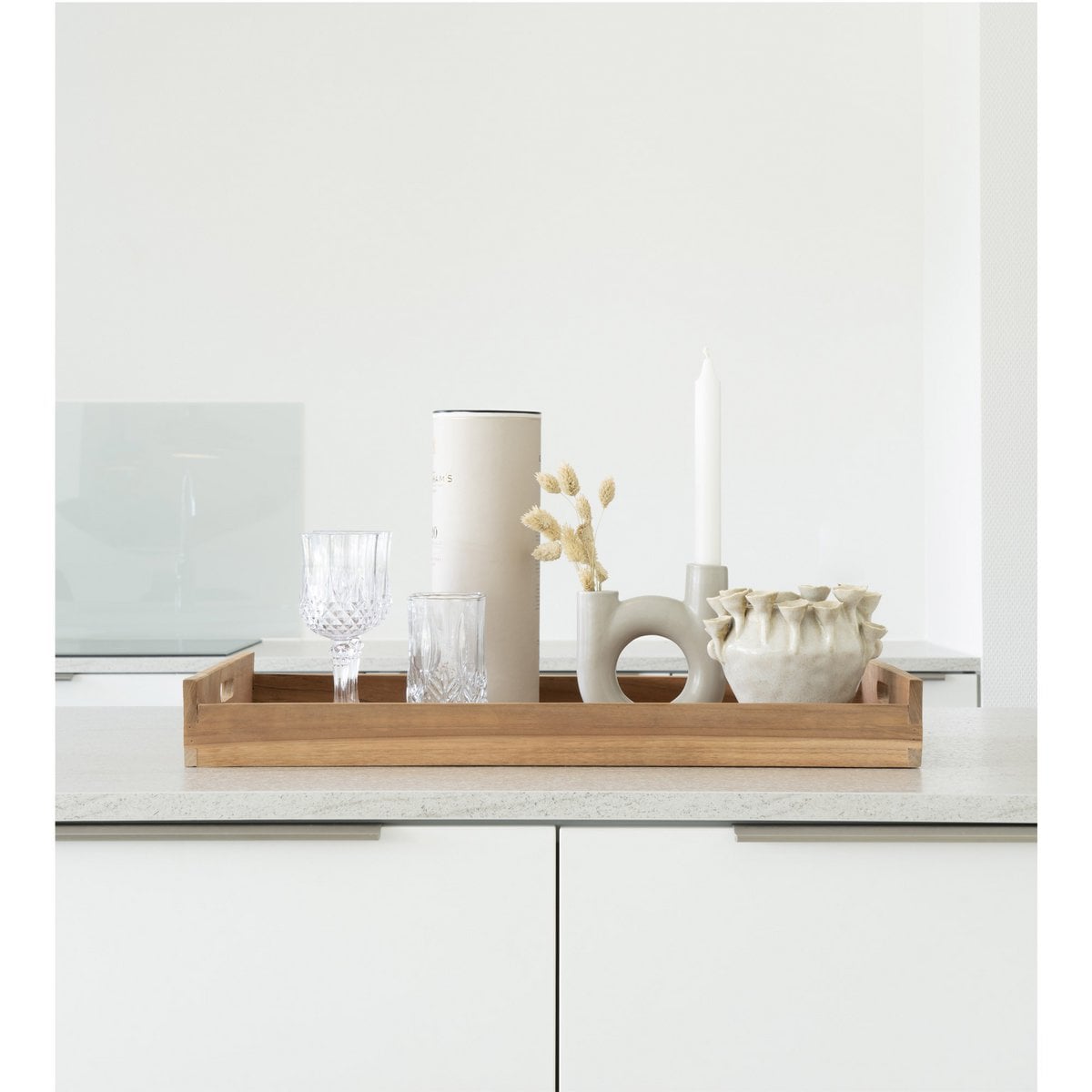 Teak Serving Tray - Natural Wood Faro Tray 58x38 cm