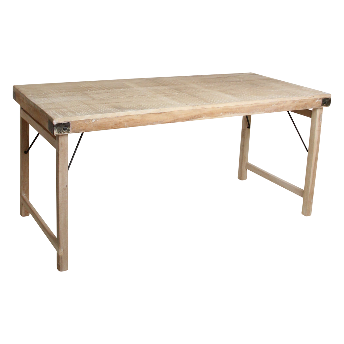 Limewash Folding Dining Table - Rustic Indian Style, Space Saving
